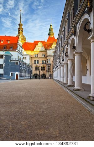 Historic architecture in the old town of Dresden, Germany.