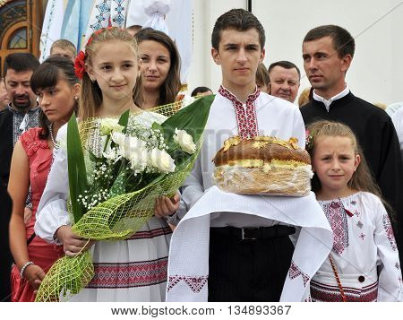 Chortkiv - Ternopil - Ukraine - 12 July 2012. The visit to Chertkov of the Ukrainian Greek Catholic Church His Beatitude Sviatoslav Shevchuk and festive liturgy on the occasion of the temple feast of the Apostles Peter and Paul.