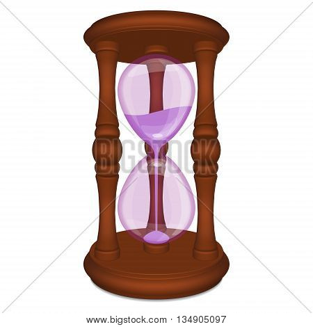 Brown hourglass with purple glass and sand