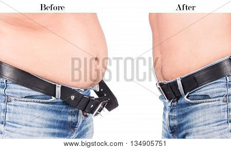 Before and After Body Young Man Fat Belly