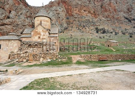 Ancient monastery Noravank in the mountains in Amaghu valley, Armenia. Was founded in 1205. 