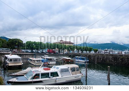30 may 2016-stresa-italy-beautiful view of the small port of stresa