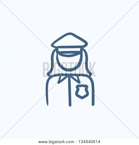 Policewoman vector sketch icon isolated on background. Hand drawn Policewoman icon. Policewoman sketch icon for infographic, website or app.