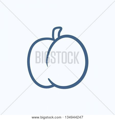 Plum with leaf vector sketch icon isolated on background. Hand drawn Plum with leaf icon. Plum with leaf sketch icon for infographic, website or app.