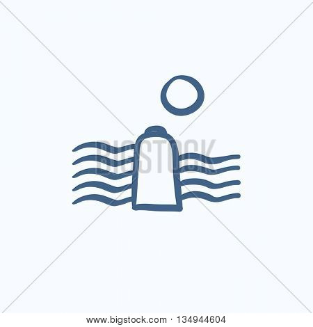 Solar energy and hydropower vector sketch icon isolated on background. Hand drawn Solar energy and hydropower icon. Solar energy and hydropower sketch icon for infographic, website or app.