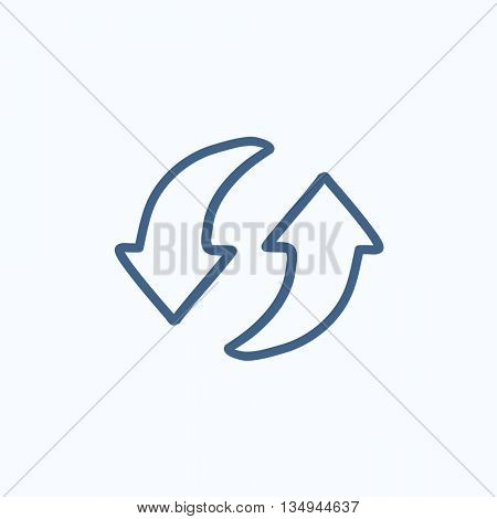 Two circular arrows vector sketch icon isolated on background. Hand drawn Two circular arrows icon. Two circular arrows sketch icon for infographic, website or app.