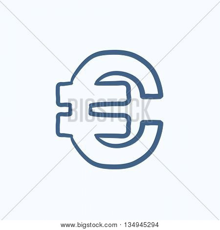 Euro symbol vector sketch icon isolated on background. Hand drawn Euro symbol icon. Euro symbol sketch icon for infographic, website or app.