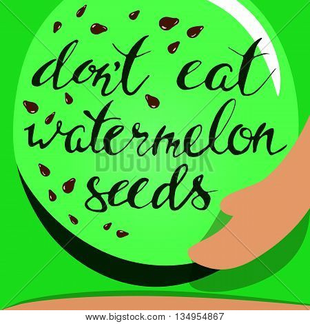 Vector watermelon and seeds. Hand draw leterring.Pregnancy