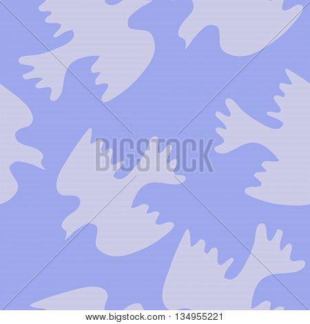 Seamless texture with blue dove on a blue background