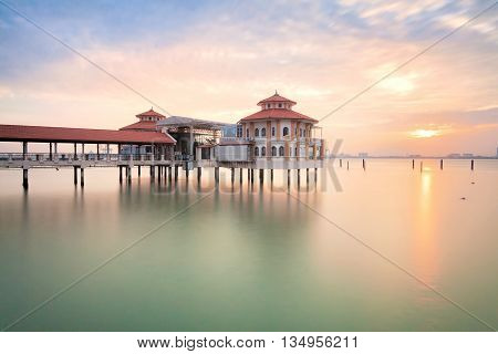 Sunrise view of QEII Jetty of George Town, Penang