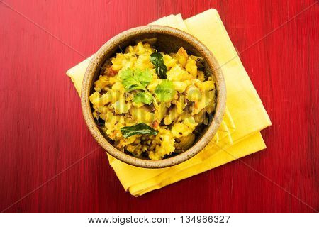 indian semi dry potato spicy recipe also known as aalu bhaji or aalu sabji or batata bhaji