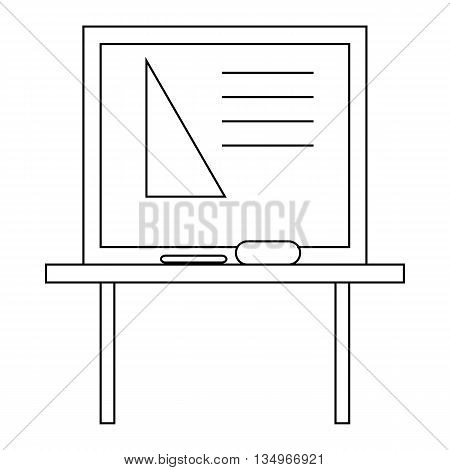 Triangle on a school blackboard icon in outline style on a white background