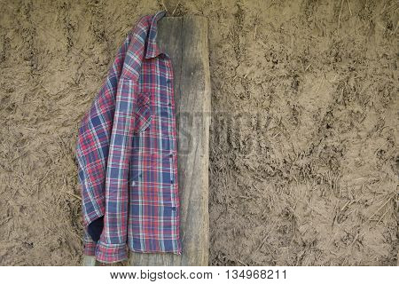 Eco clay mudd house wall with wood