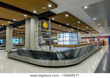 19 may 2016.Larnaca.The Luggage belt in the arrival terminal of the international airport of Larnaca.Cyprus.