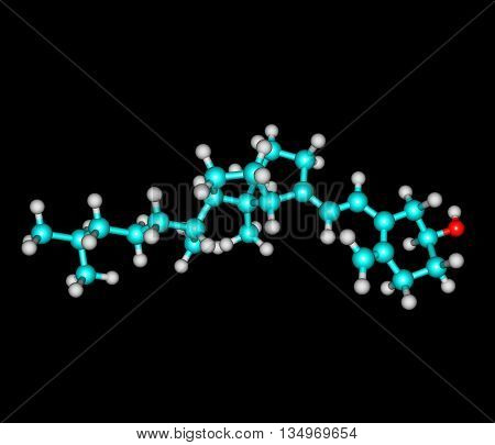 Cholecalciferol - vitamin D - is a fat-soluble secosteroid responsible for enhancing intestinal absorption of calcium iron magnesium phosphate and zinc. 3d illustration