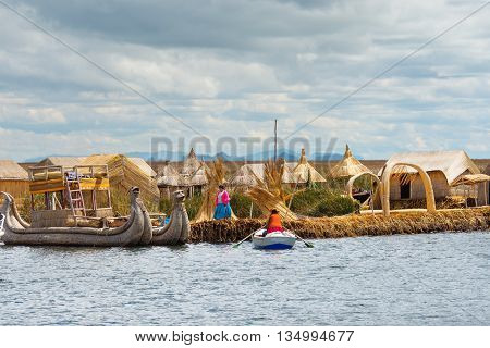 Traditional Village On Lake Titicaca In Peru