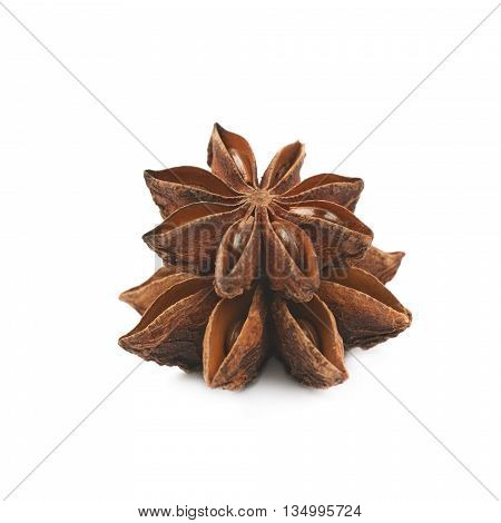 Pile of multiple Chinese star anise seeds, composition isolated over the white background