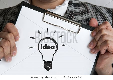 man holding a folder icon ideas close up