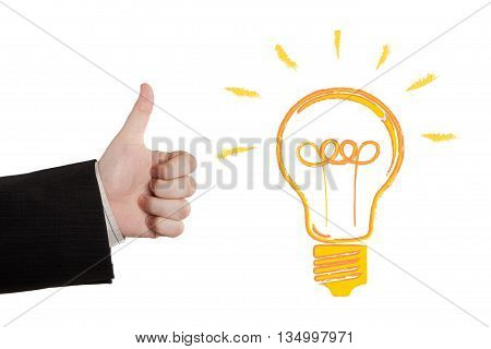 human hand and idea icon on a white background