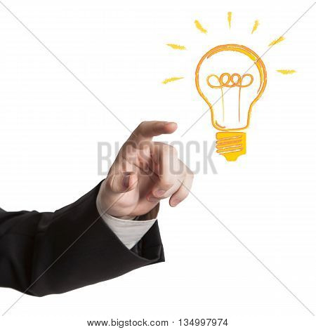 human hand and idea icon on a white background