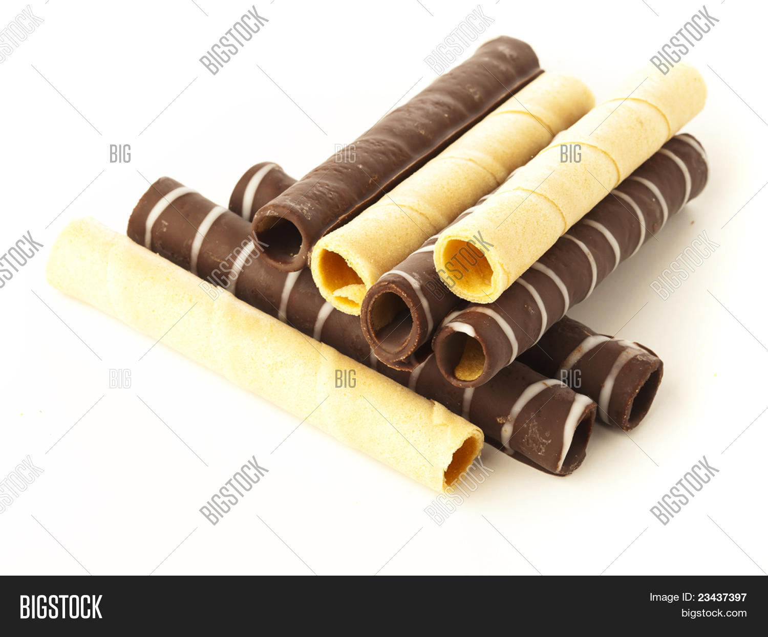 Chocolate Wafer Tubes On White Image & Photo Bigstock