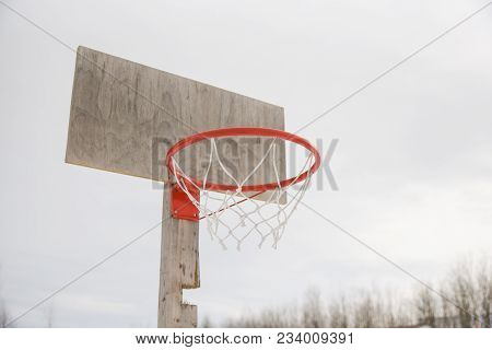 Basketball Hoop At A Backyard. Basketball. Sport.