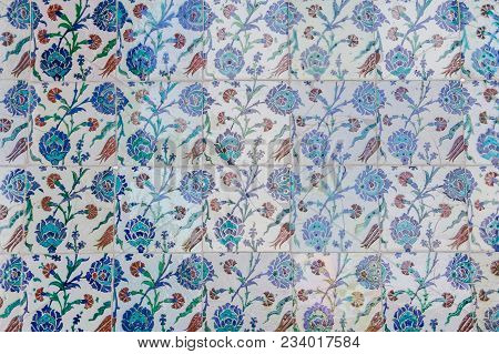 Handmade Old Blue Turkish Tiles From Topkapi Palace