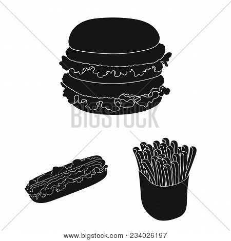 Fast Food Black Icons In Set Collection For Design.food From Semi-finished Products Vector Symbol St