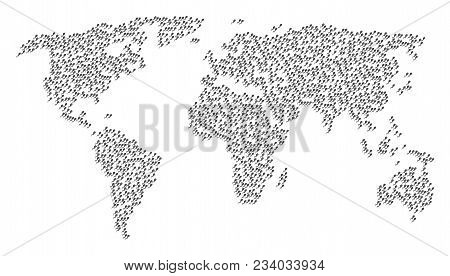 Geographic Pattern Map Done Of Happy Spermatozoon Elements. Vector Happy Spermatozoon Scattered Flat