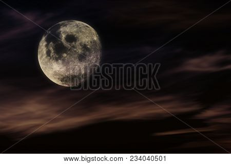 Moon Sky And Clouds . Night Sky With The Moon .