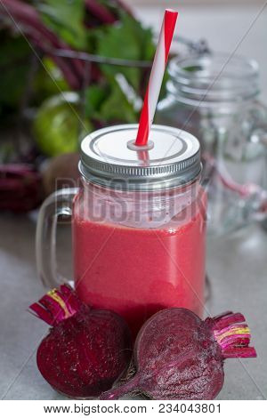 Healthy Dietary Detox Food, Fresh Smoothie Frim Young Red Beets
