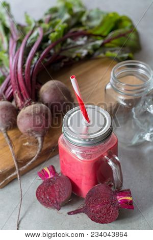 Healthy Dietary Detox Food, Fresh Smoothie Frim Young Red Beets