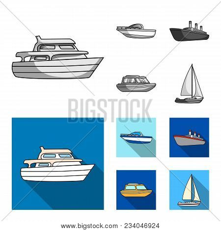 Protection Boat, Lifeboat, Cargo Steamer, Sports Yacht.ships And Water Transport Set Collection Icon