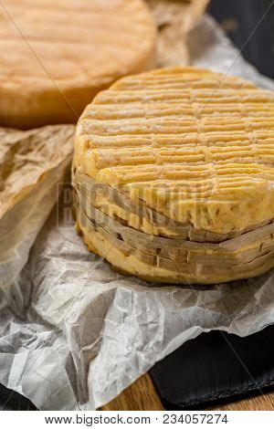 Tasting Of Oldest French Aoc Soft Pudgent Yellow Cheese Livarot And Munster, French Cheese
