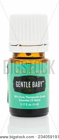 Winneconne, Wi - 23 March 2018:  A Bottle Of Young Living Gentle Baby Essential Oil On An Isolated B