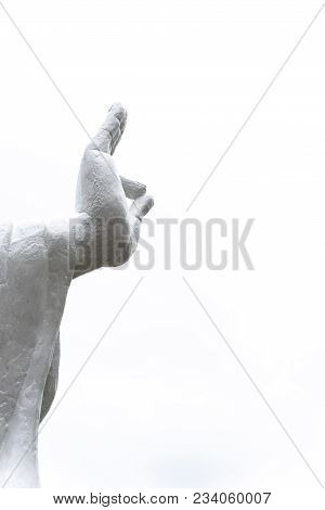 Close-up Buddha Hand Gesture Vitarka Mudra Isolated On White