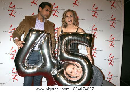 LOS ANGELES - MAR 26:  Abhi Sinha, Gina Tognoni, Christian LeBlanc at the The Young and The Restless Celebrate 45th Anniversary at CBS Television City on March 26, 2018 in Los Angeles, CA
