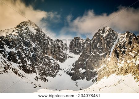 Lomnicky Stit Hill In Tatra Mountains Winter Landscape