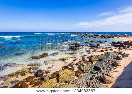 Ocean Seaside Of Wild Beautiful Stone Beach Of Sri Lanka