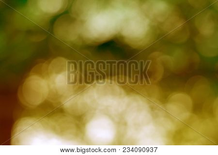 Abstract Blur With Bokhe Of Light Through The Green Trees