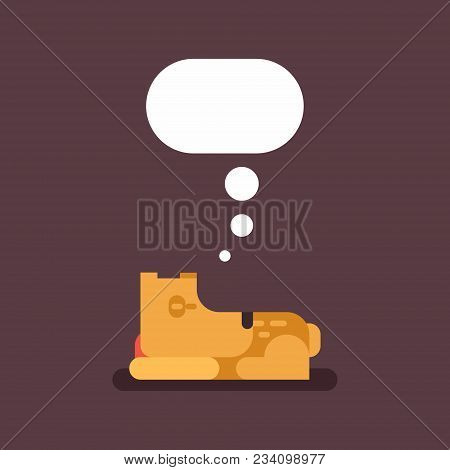 Cartoon Charachter Little Dog Sleeping With Speech Bubble. Vector Flat Illustration