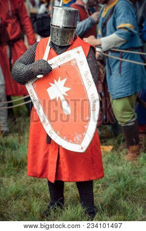 Ritter Weg, Russia, Morozovo, April 2017: Festival Of The European Middle Ages. Portrait Of Medieval