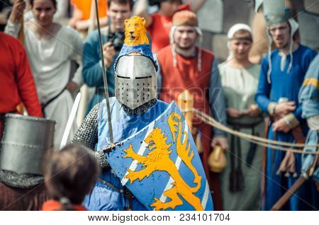 Ritter Weg, Russia, Morozovo, April 2017: Festival Of The European Middle Ages. Portrait Of Medieval