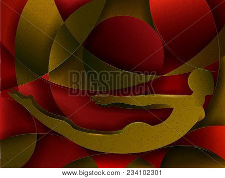 Vector Design Of People Practicing Yoga On Abstract Cubism Backhround