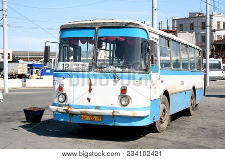 Chelyabinsk, Russia - August 14, 2009: Suburban Bus Laz 695n Lviv At The Intercity Bus Station.