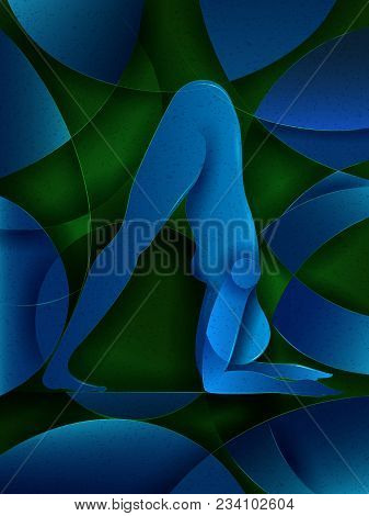 Vector Design Of People Practicing Yoga On Abstract Cubism Backhround