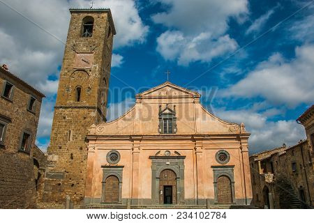 Old Church Of San Donato In The Main Square Of Civita Di Bagnoregio Village