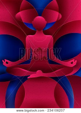 Vector Design Of People Practicing Yoga On Abstract Cubism Backhround