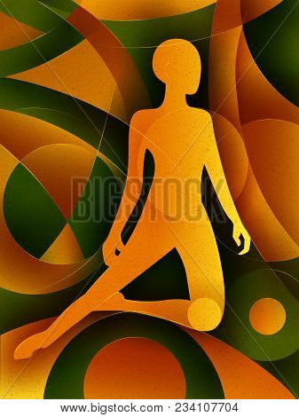 Vector Design Of People Practicing Yoga On Abstract Cubism Backhround
