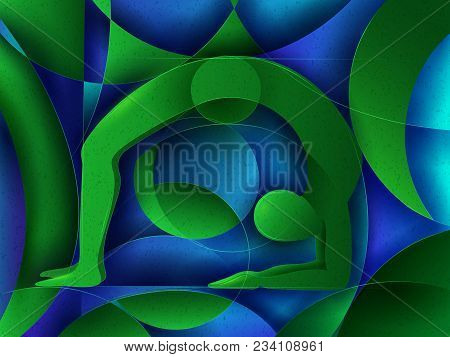 Vector Design Of People Practicing Yoga On Abstract Cubism Backhround